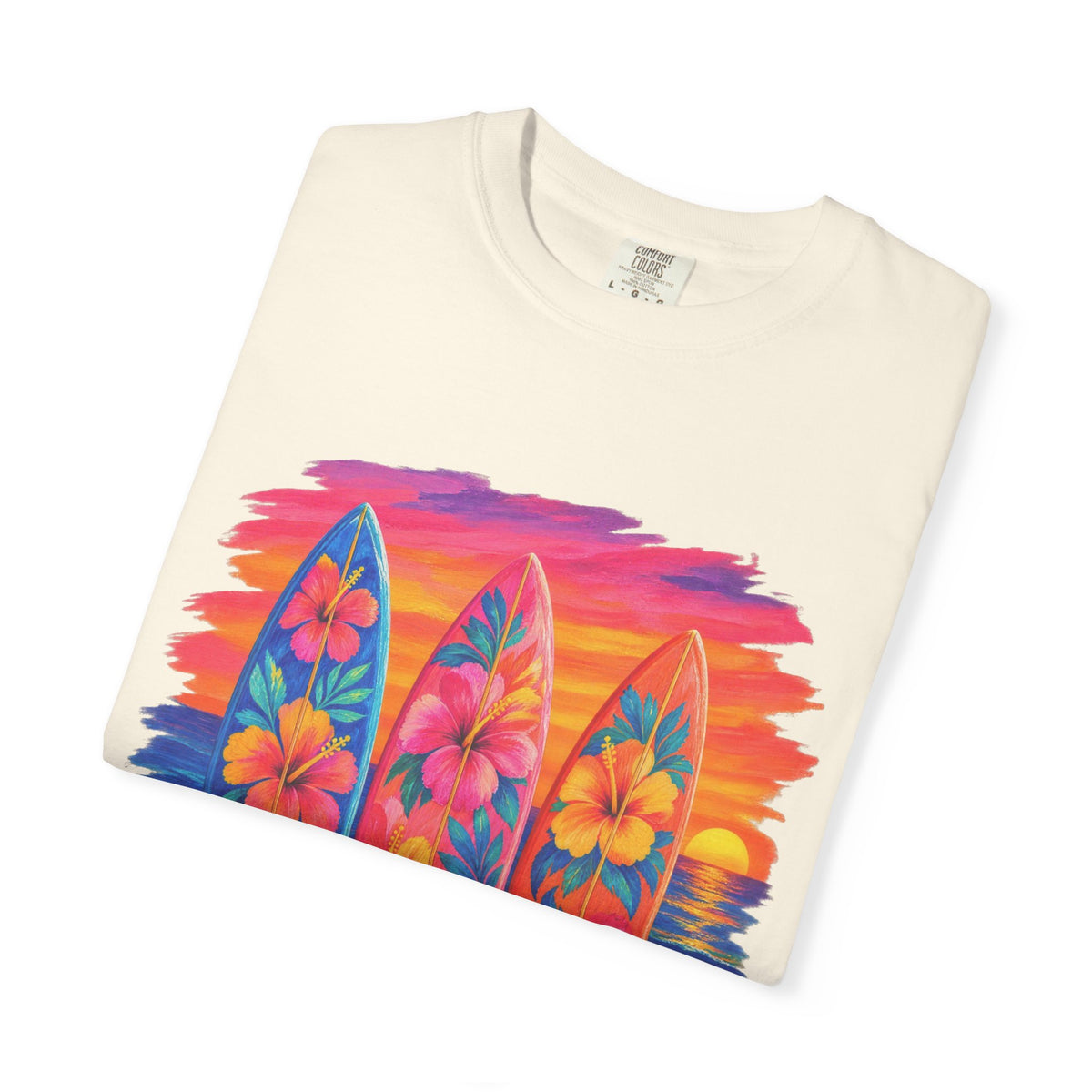 Floral Surfboards Shirt | Surfboard Quiver Sunset Tee | Comfort Colors T-Shirt