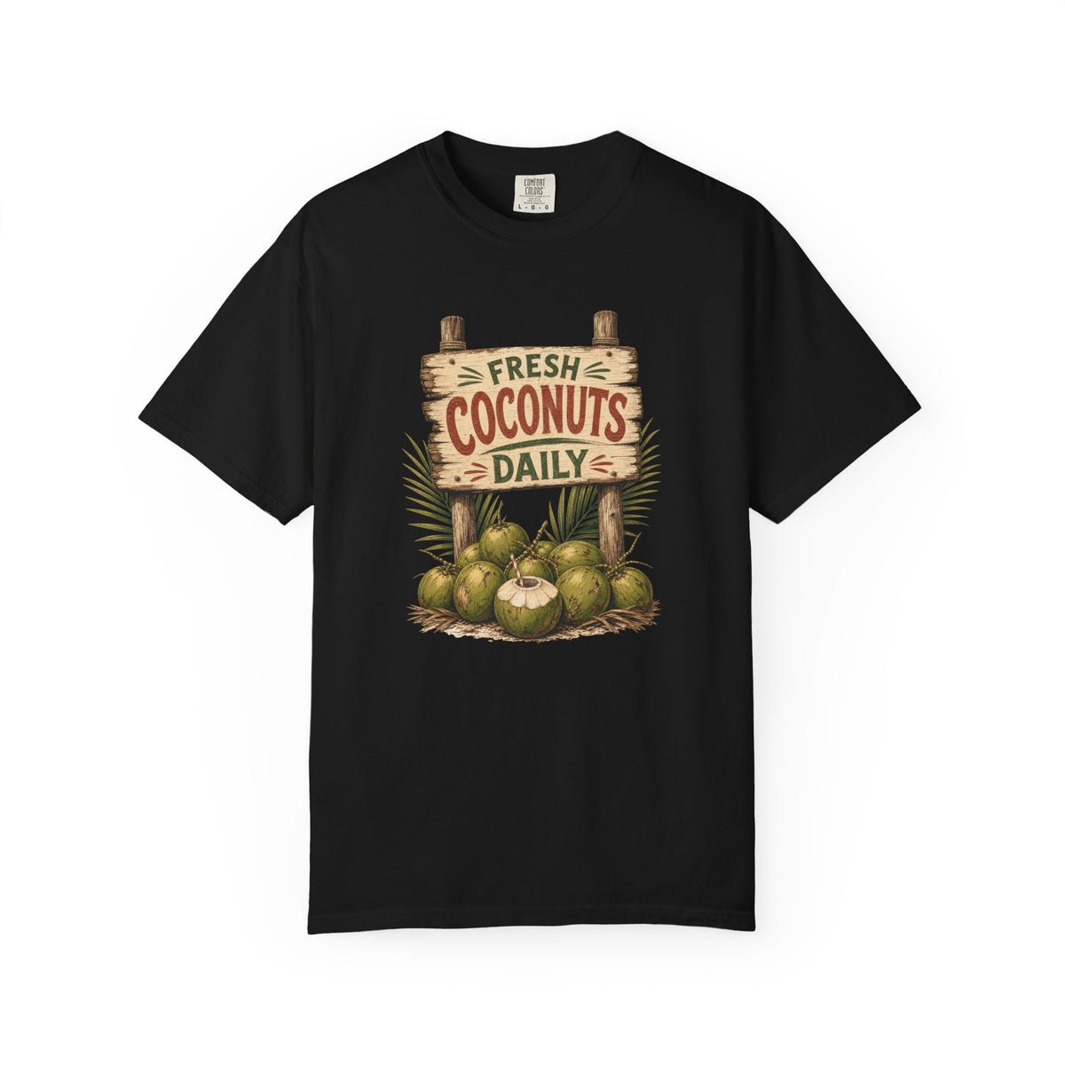 Fresh Coconuts Daily Tee | Vintage Coconut Shirt | Retro Beach T-Shirt | Comfort Colors Gift