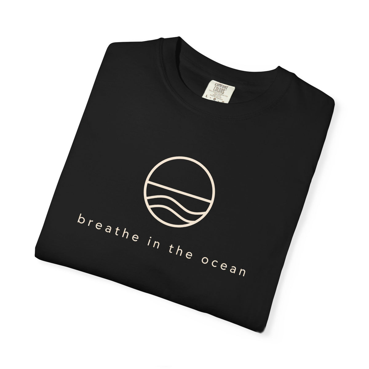 Breathe In The Ocean Tee | Minimalist Circle Wave Shirt | Calm Ocean Mindful T-Shirt | Comfort Colors Navy
