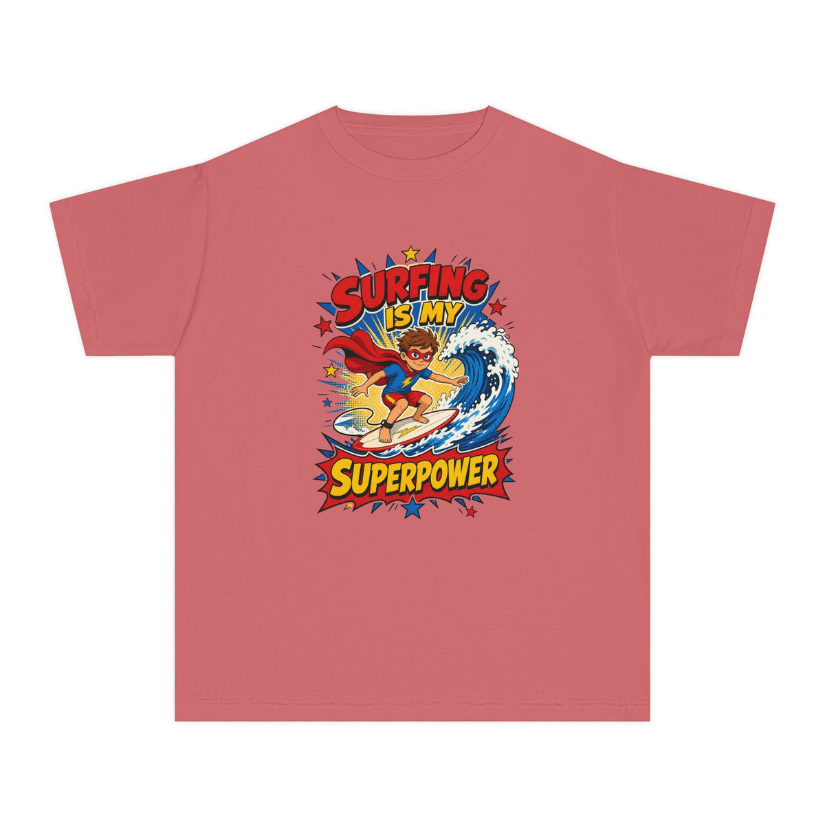 Surfing Is My Superpower Kids Tee | Superhero Surf Kids Shirt | Youth Beach T-Shirt | Surf Kid Gift