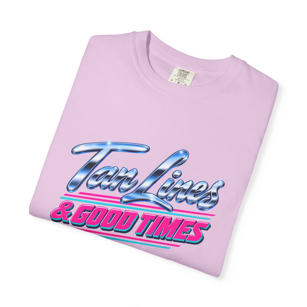 Tan Lines and Good Times Tee | Retro 80s Chrome Summer Shirt | Beach Vacation T-Shirt | Comfort Colors