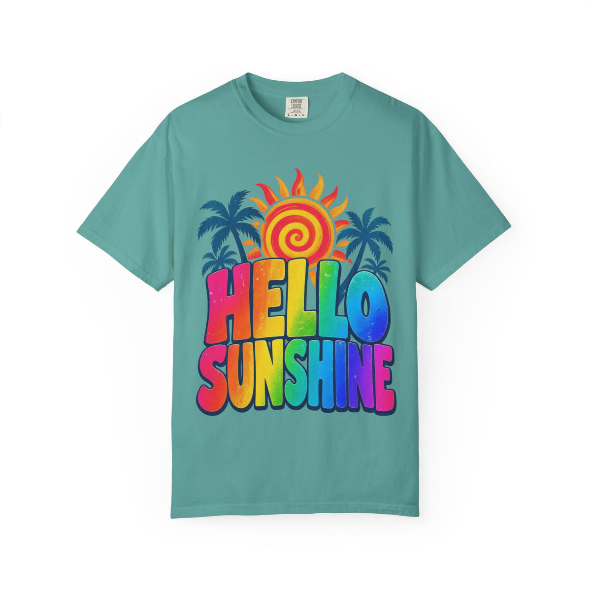 Hello Sunshine Tee | Retro Spiral Sun Shirt | Cute Summer T-Shirt | Comfort Colors