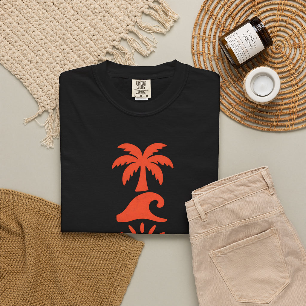 Palm Wave Totem Shirt | Stamp Column Beach Tee | Comfort Colors T-Shirt