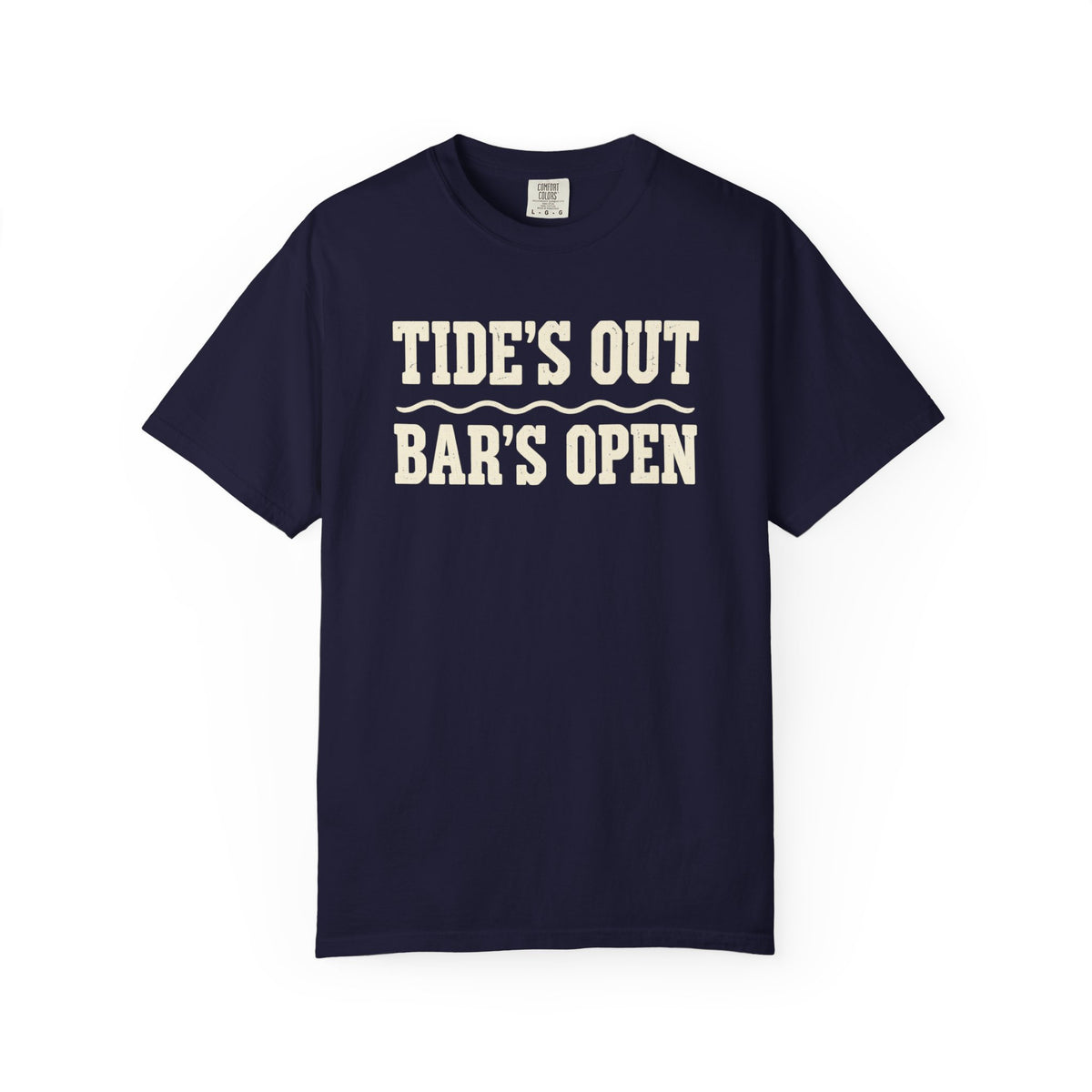 Tide's Out Bar's Open Tee | Funny Beach Bar Shirt | Drinking Vacation T-Shirt | Comfort Colors Island Tee