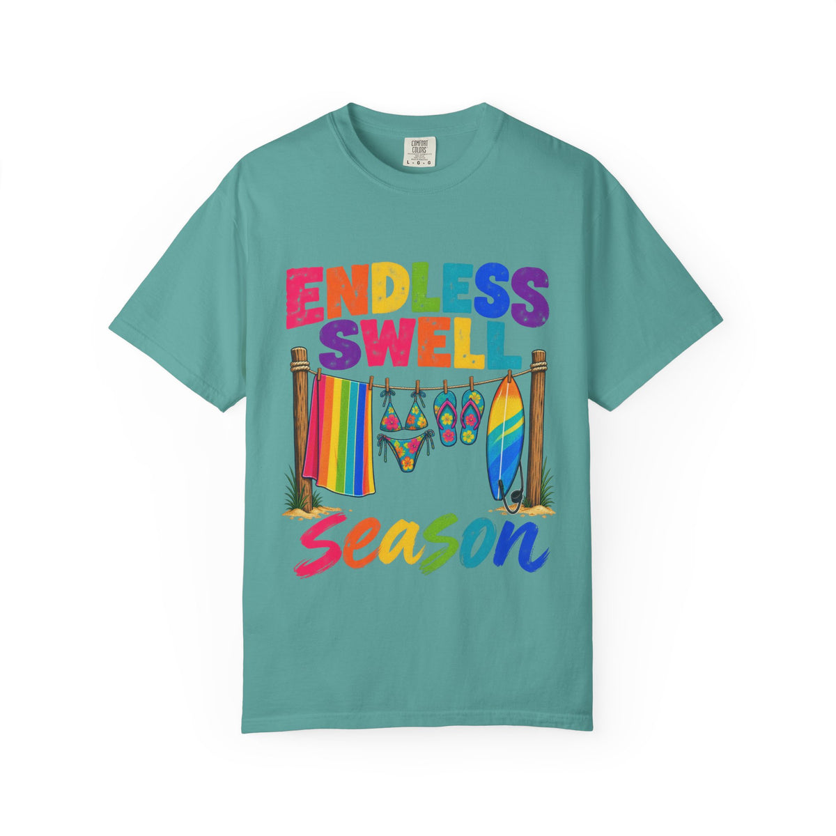 Endless Swell Season Tee | Retro Beach Clothesline Shirt | Colorful Surf T-Shirt | Comfort Colors