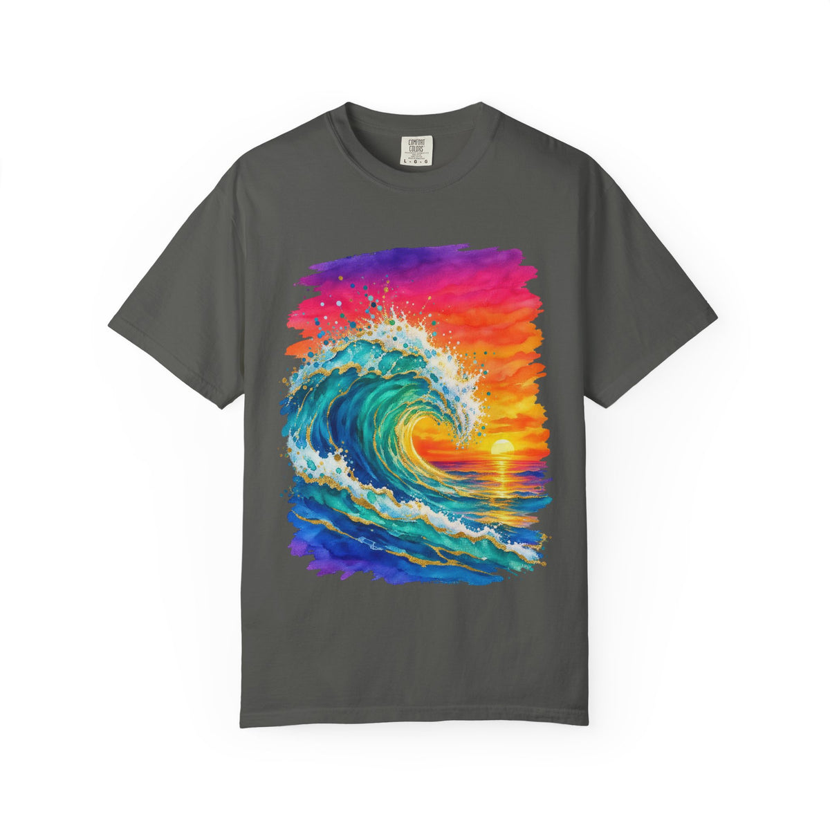 Watercolour Wave Sunset Shirt | Gold Ocean Wave Tee | Comfort Colors T-Shirt