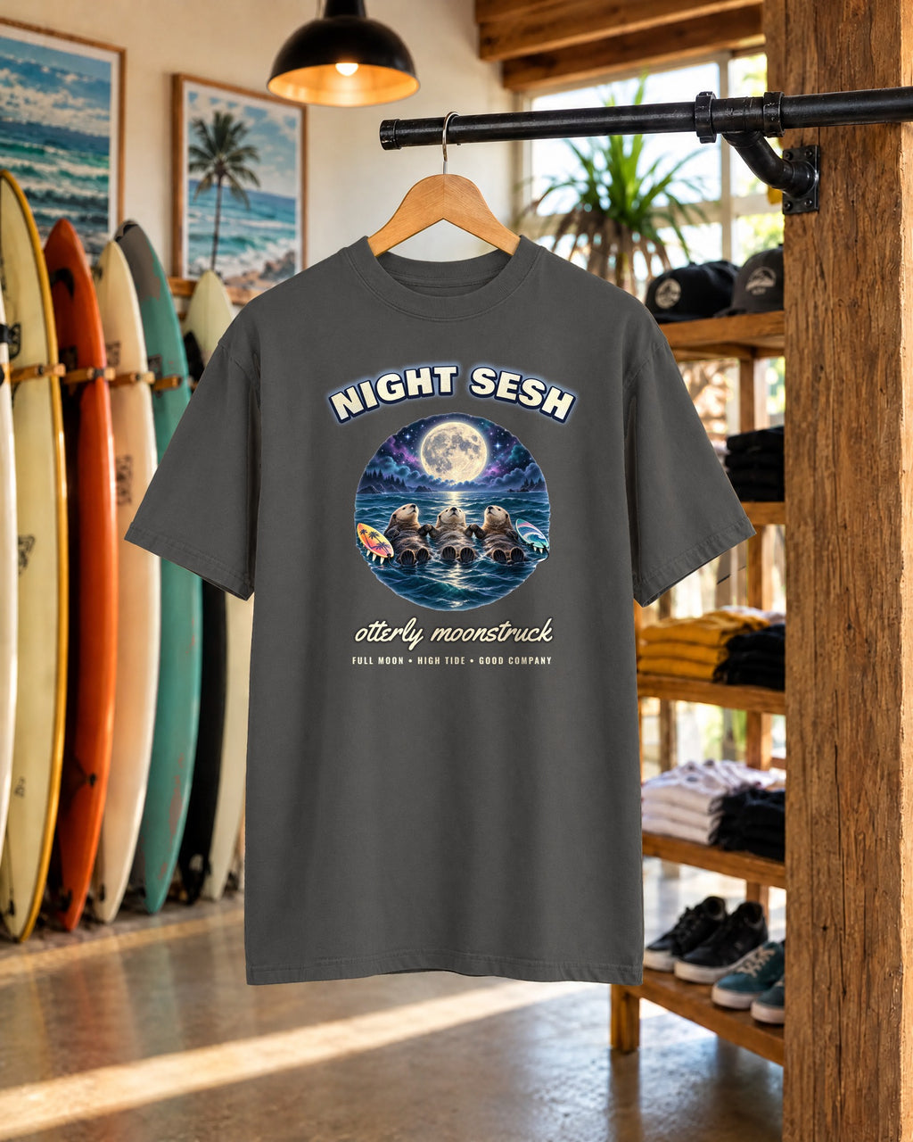 Otters Moon Bootleg Shirt | Night Sesh Funny Otter Tee | Comfort Colors T-Shirt
