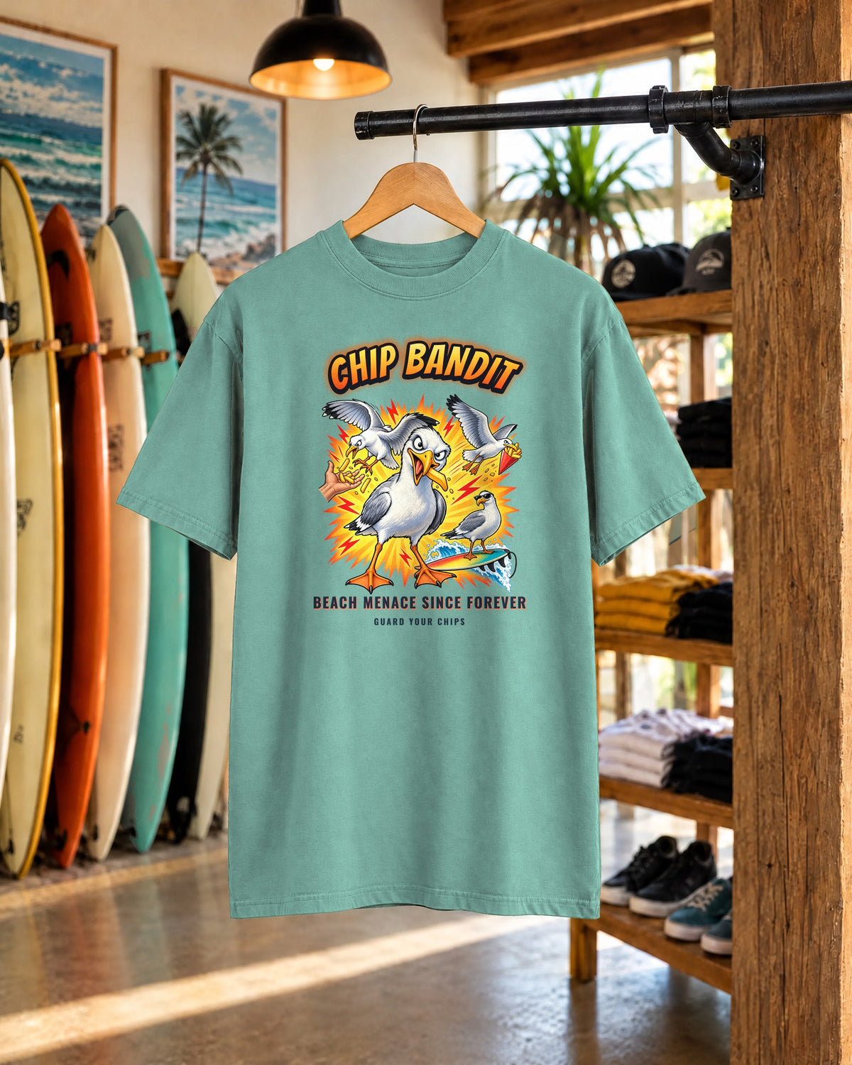 Seagull Chip Bandit Shirt | Funny Aussie Beach Tee | Comfort Colors T-Shirt