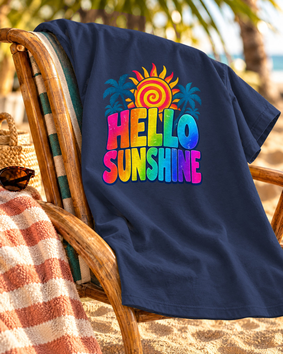 Hello Sunshine Tee | Retro Spiral Sun Shirt | Cute Summer T-Shirt | Comfort Colors