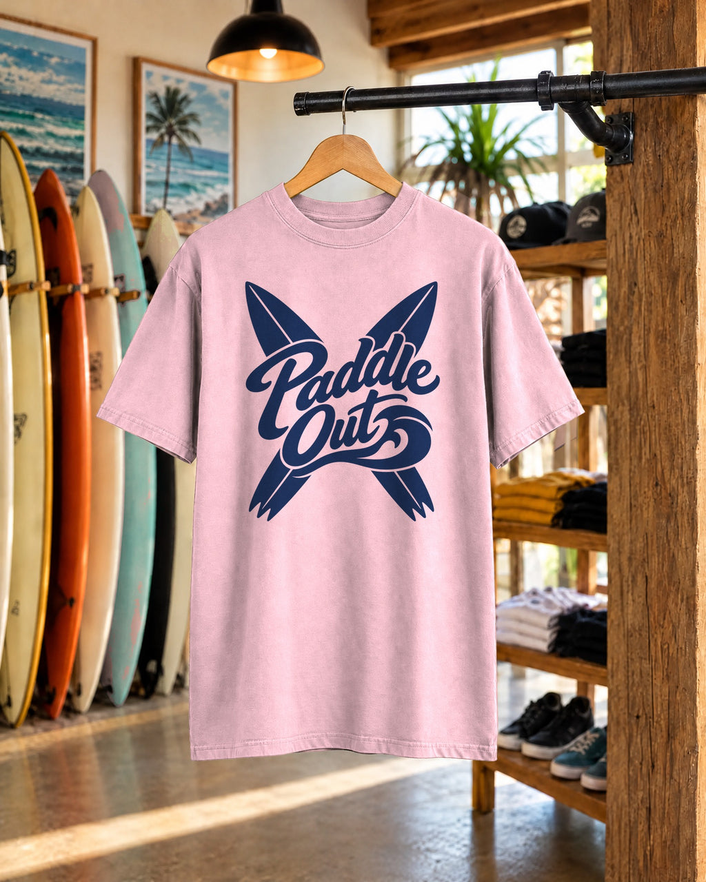 Paddle Out Surf Shirt | Crossed Surfboards Script Tee | Comfort Colors T-Shirt