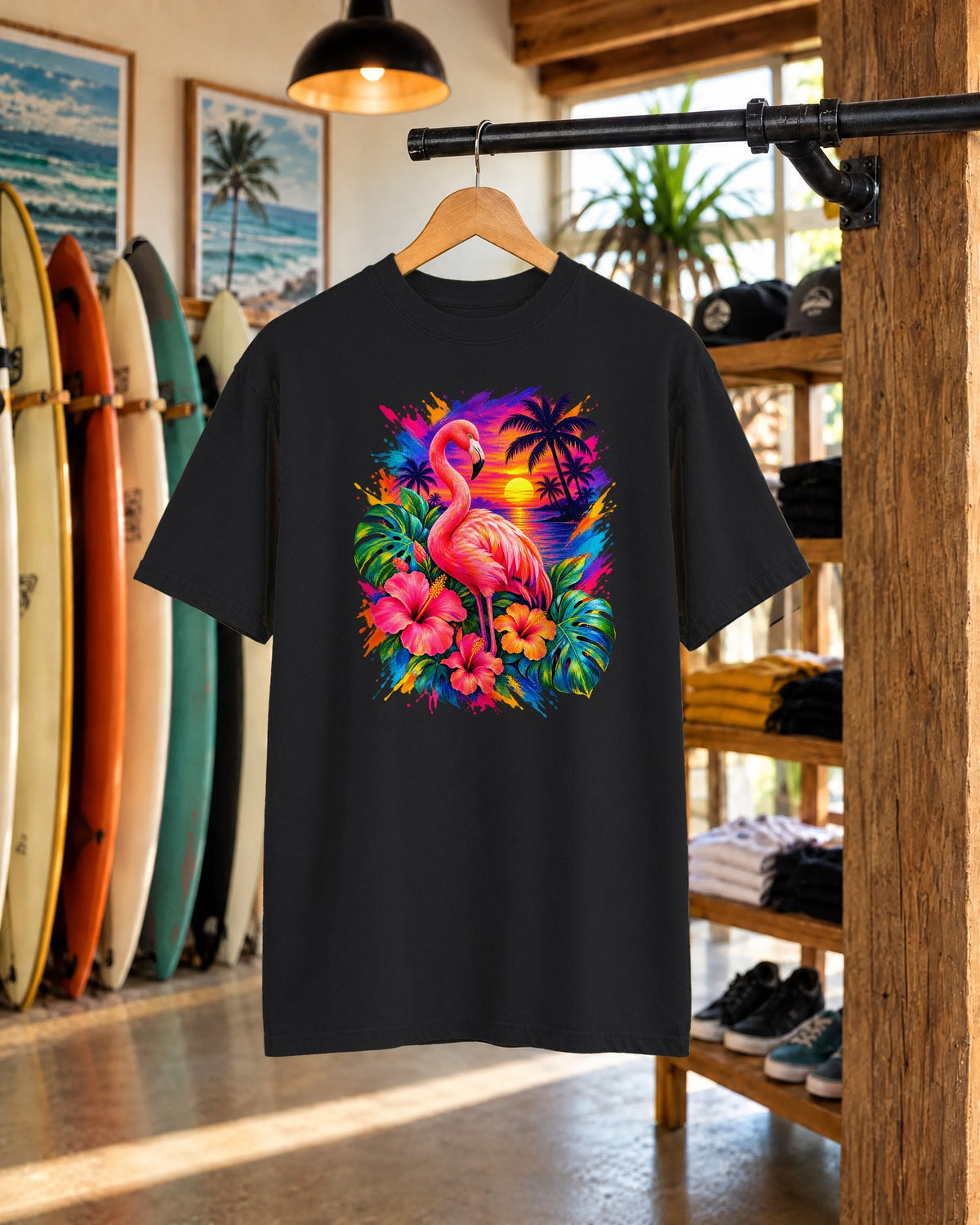 Flamingo Sunset Shirt | Tropical Flamingo Paradise Tee | Comfort Colors T-Shirt