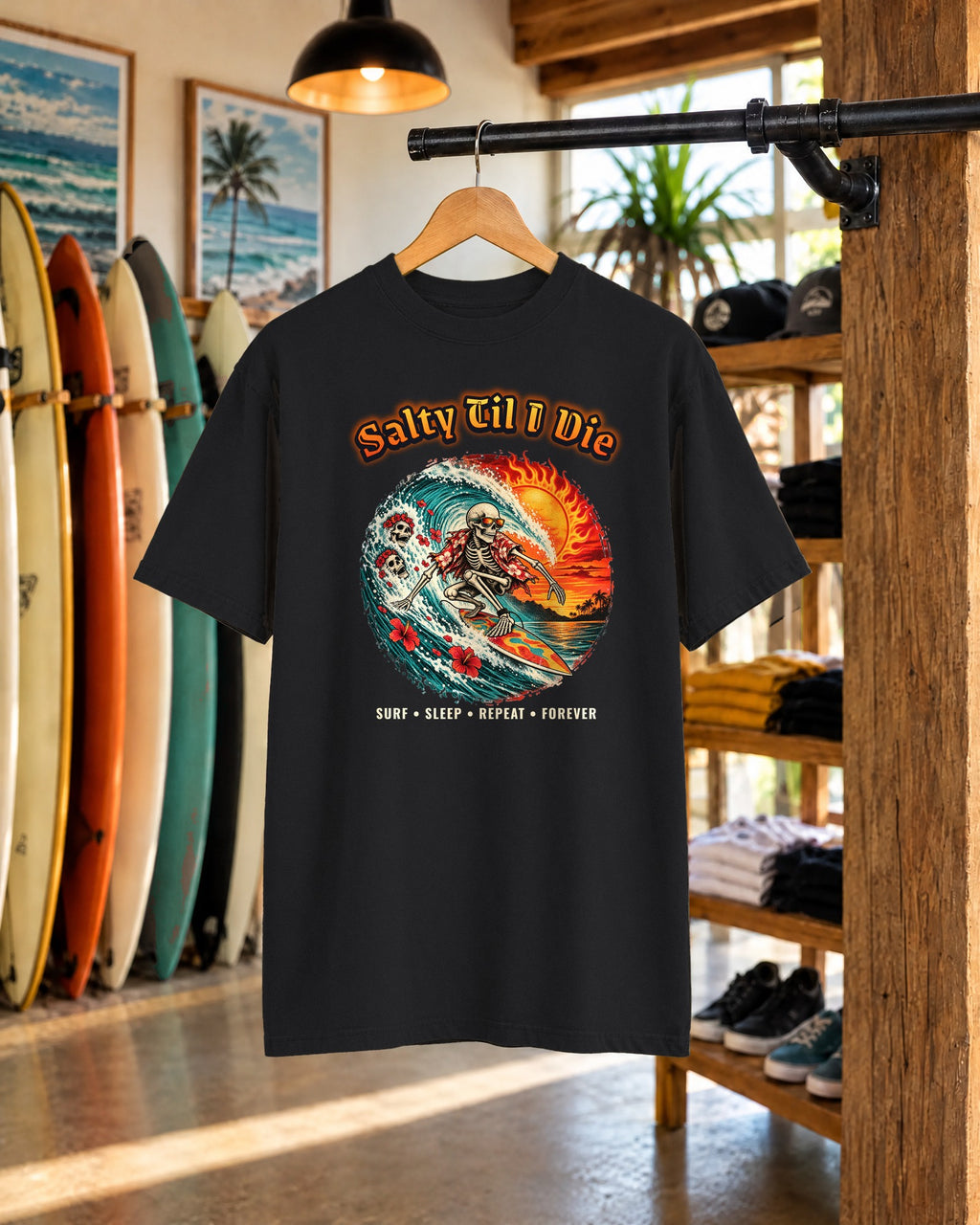 Salty Til I Die Skeleton Shirt | Surf Sleep Repeat Tee | Comfort Colors T-Shirt