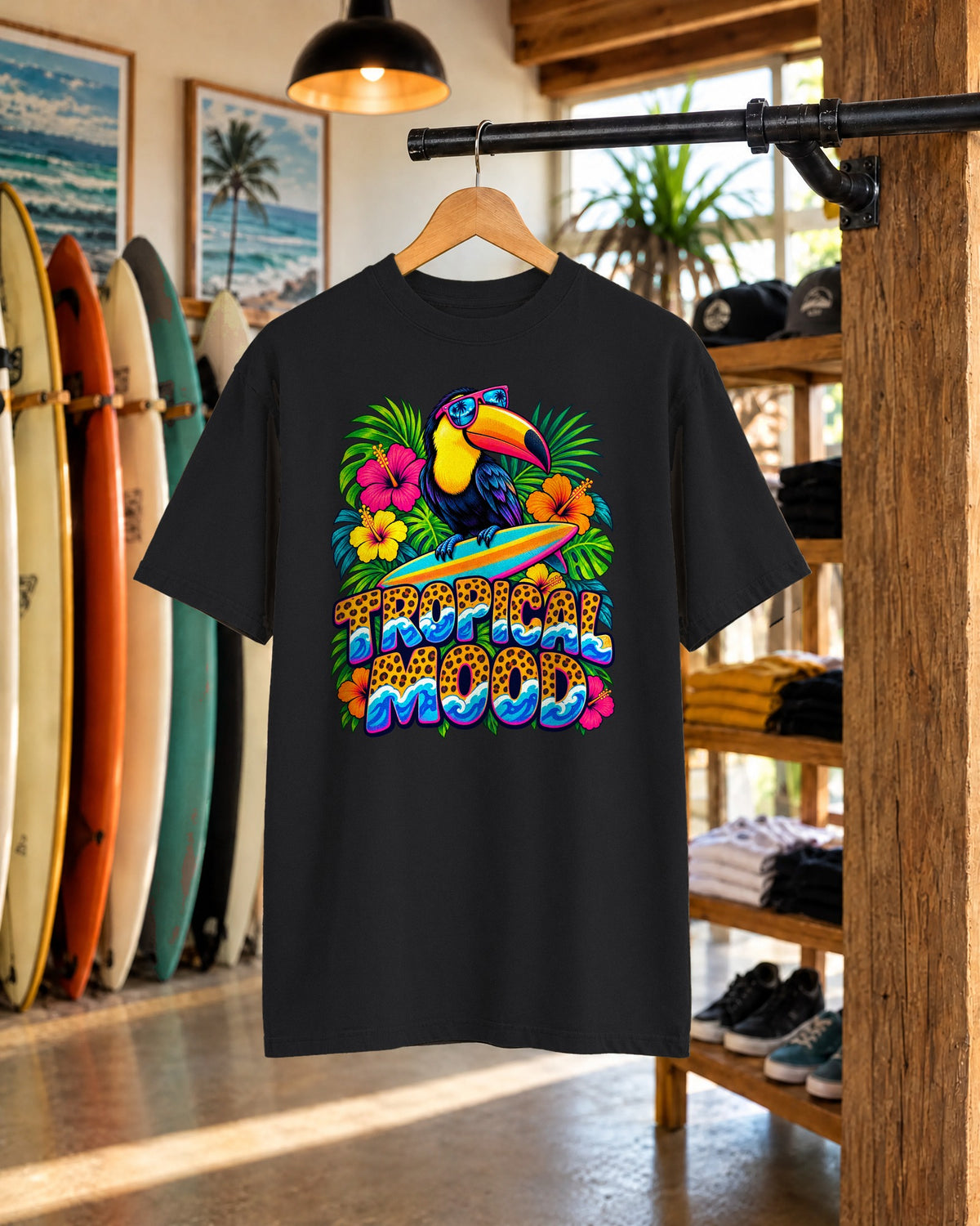 Tropical Mood Toucan Tee | Funny Toucan Surf Shirt | Tropical Jungle T-Shirt | Comfort Colors