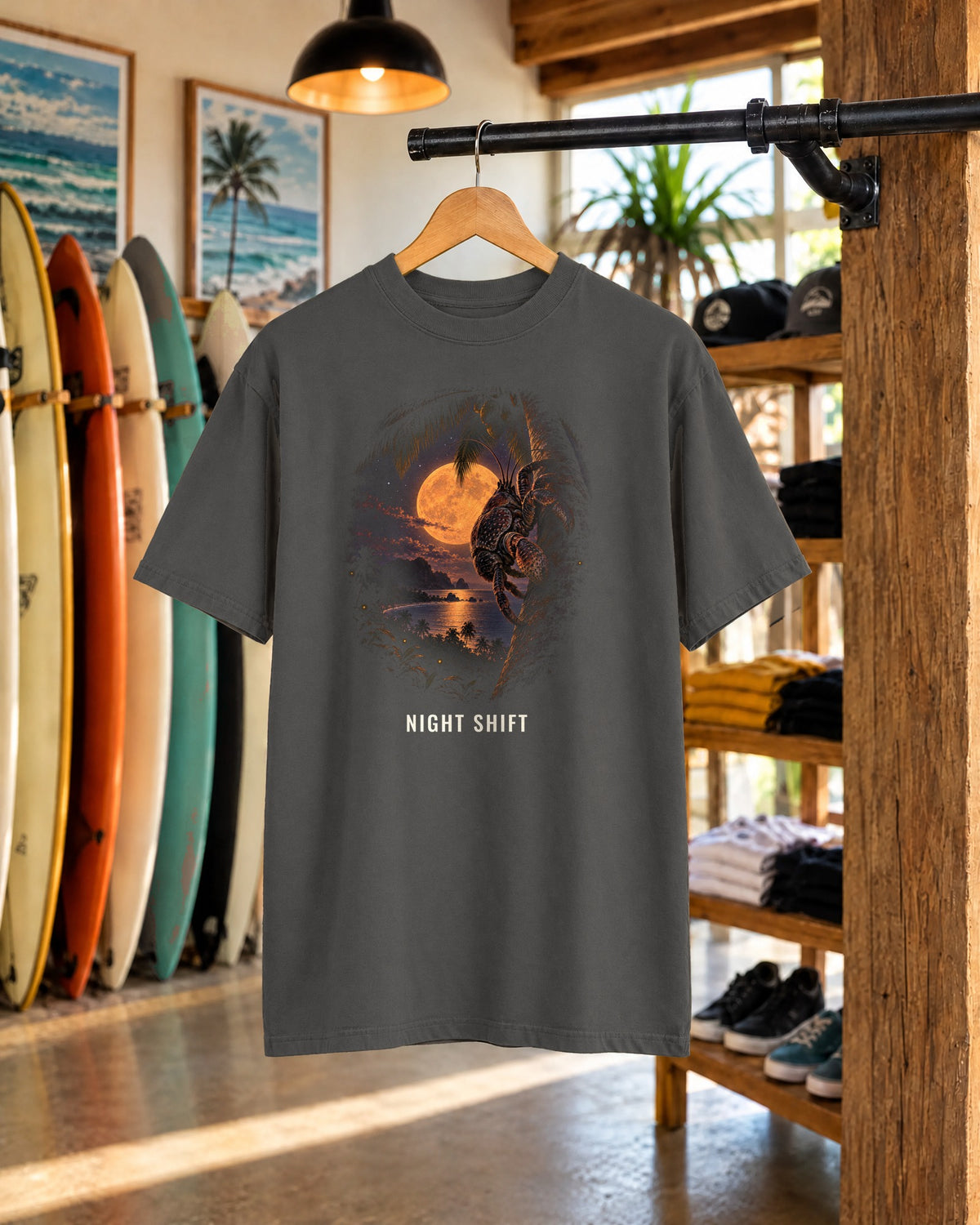 Night Shift Coconut Crab Shirt | Funny Night Owl Crab Tee | Comfort Colors T-Shirt