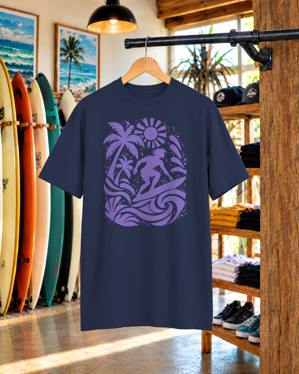Collage Surfer Shirt | Paper Cut Surf Art Tee | Comfort Colors T-Shirt