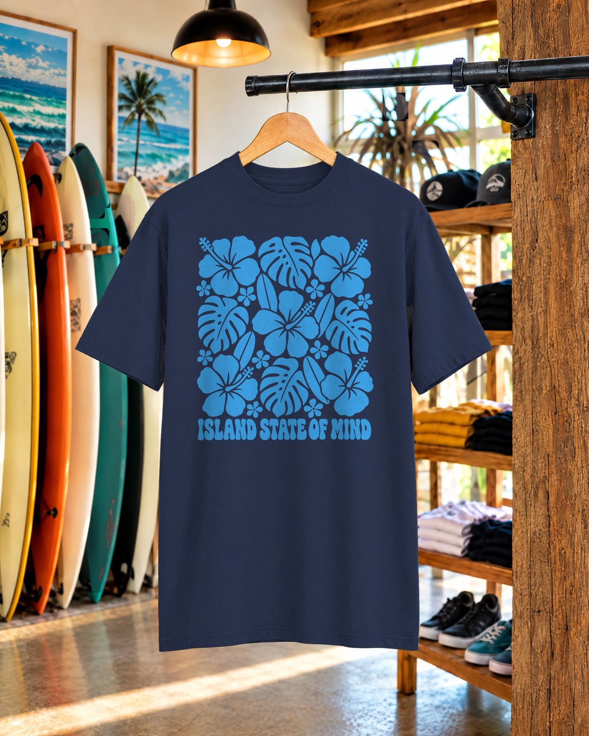 Island State Of Mind Shirt | Hibiscus Monstera Block Tee | Comfort Colors T-Shirt