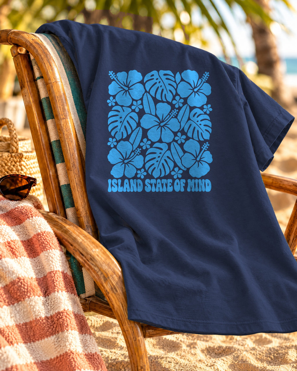 Island State Of Mind Shirt | Hibiscus Monstera Block Tee | Comfort Colors T-Shirt