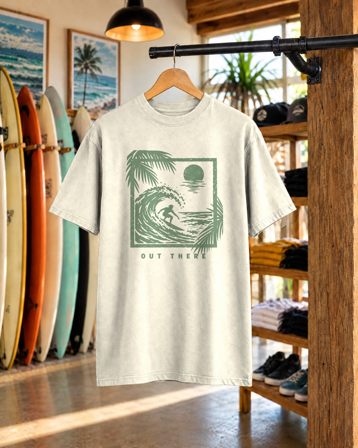 Out There Surfer Shirt | Framed Surf Wave Tee | Comfort Colors T-Shirt