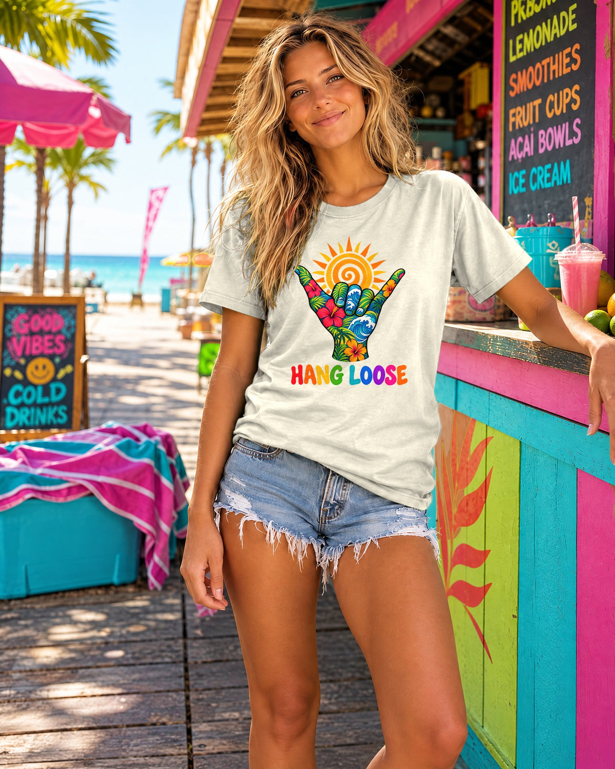 Hang Loose Tee | Shaka Surf Shirt | Retro Beach T-Shirt | Comfort Colors