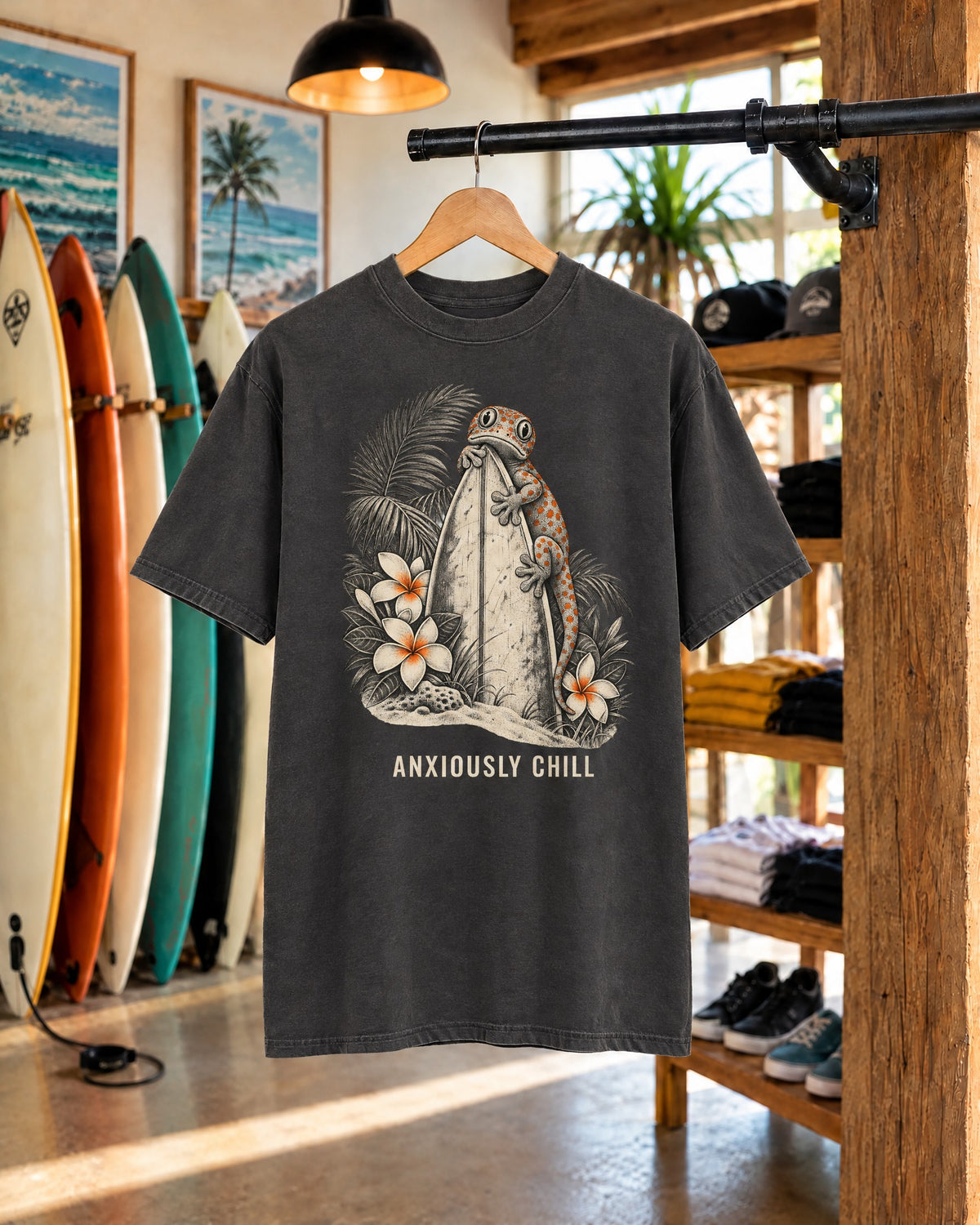 Anxiously Chill Gecko Shirt | Funny Lizard Vintage Tee | Comfort Colors T-Shirt