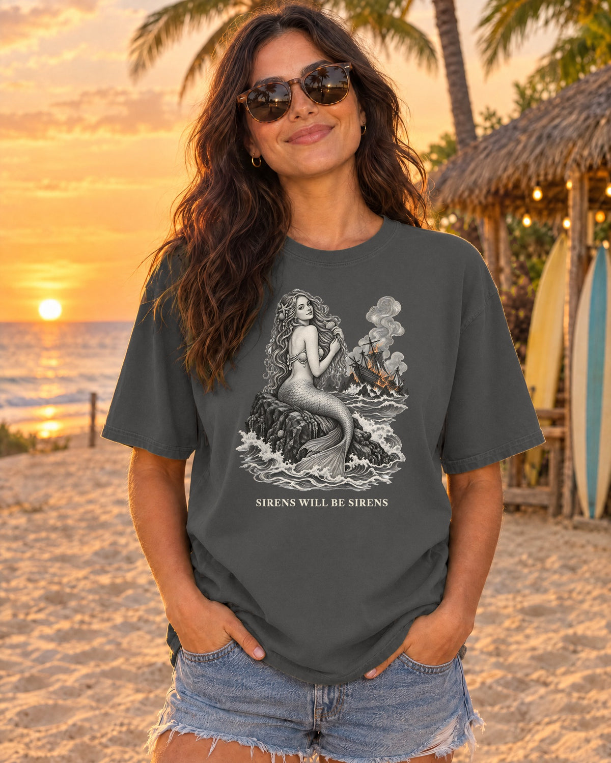 Sirens Will Be Sirens Shirt | Vintage Mermaid Etching Tee | Comfort Colors T-Shirt