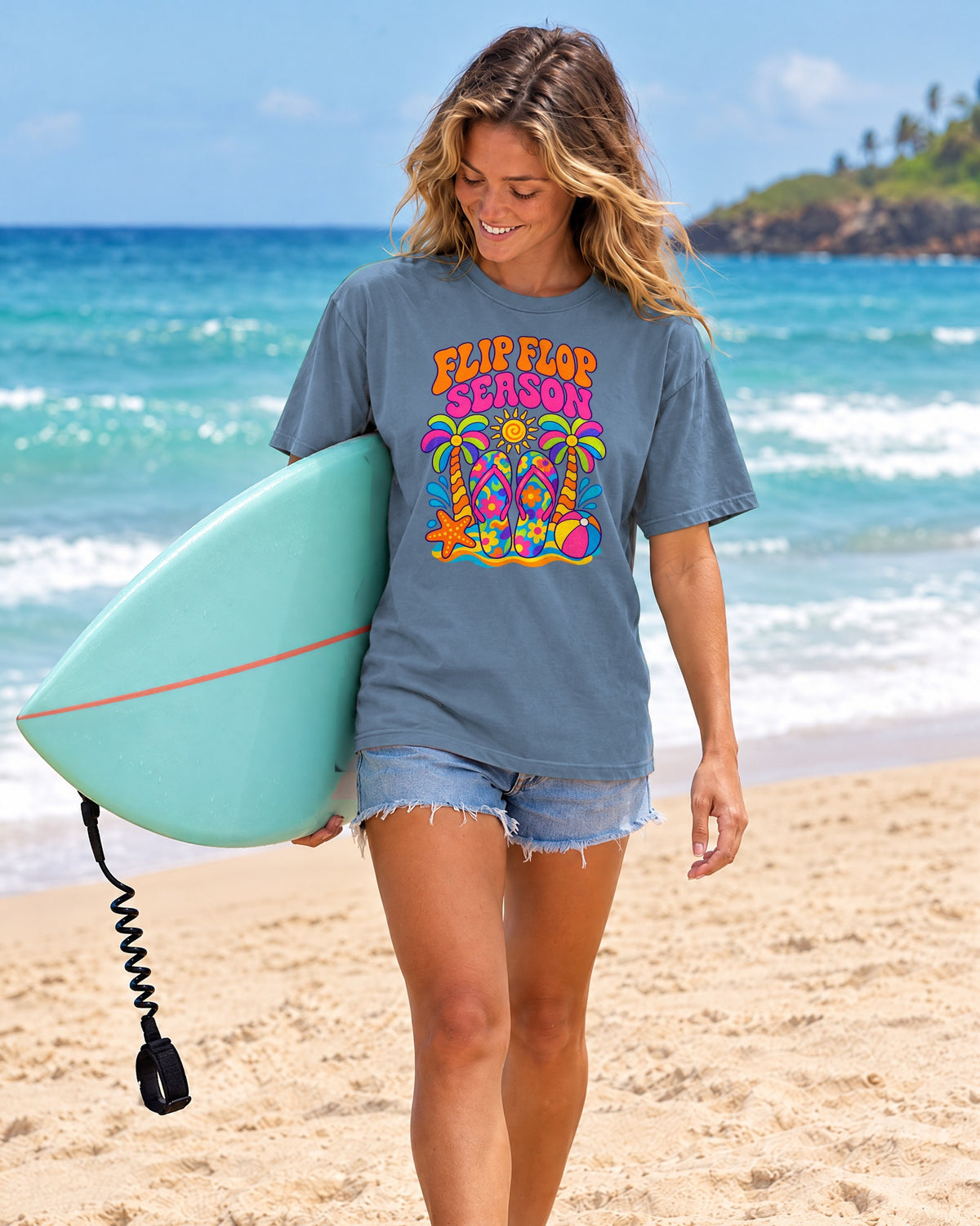 Flip Flop Season Tee | Summer Beach Shirt | Colorful Sandals T-Shirt | Comfort Colors