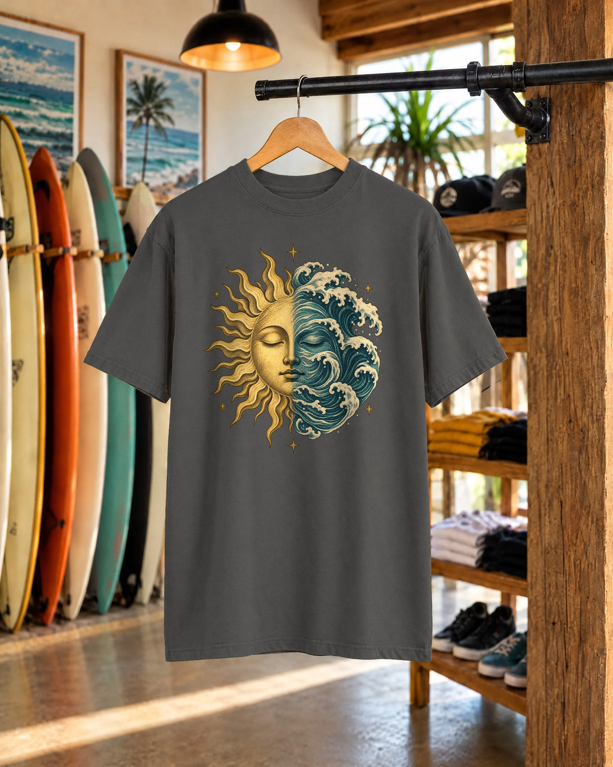Sun And Sea Celestial Shirt | Vintage Etched Ocean Tee | Comfort Colors T-Shirt