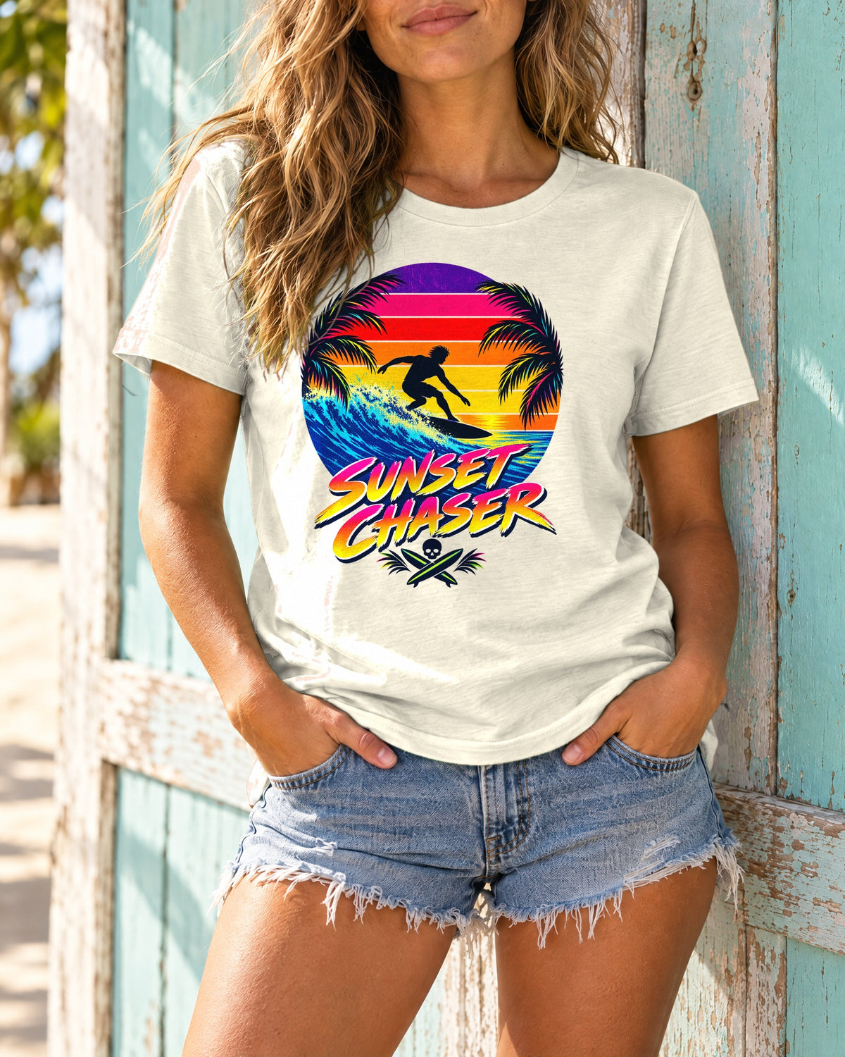 Sunset Chaser Tee | Retro Sunset Shirt | Tropical Surf T-Shirt | Comfort Colors