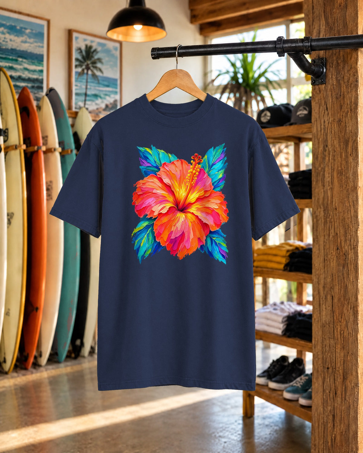 Painted Hibiscus Sunrise Shirt | Tropical Flower Tee | Comfort Colors T-Shirt