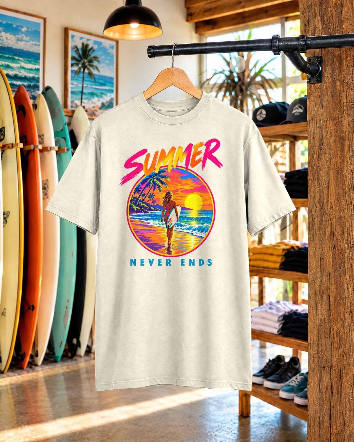 Summer Never Ends Tee | Retro Endless Summer Shirt | Tropical T-Shirt | Comfort Colors