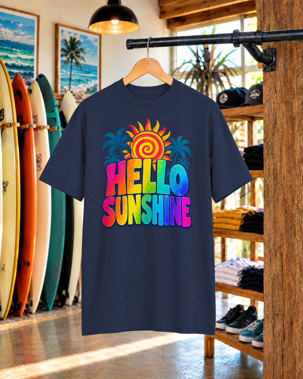 Hello Sunshine Tee | Retro Spiral Sun Shirt | Cute Summer T-Shirt | Comfort Colors