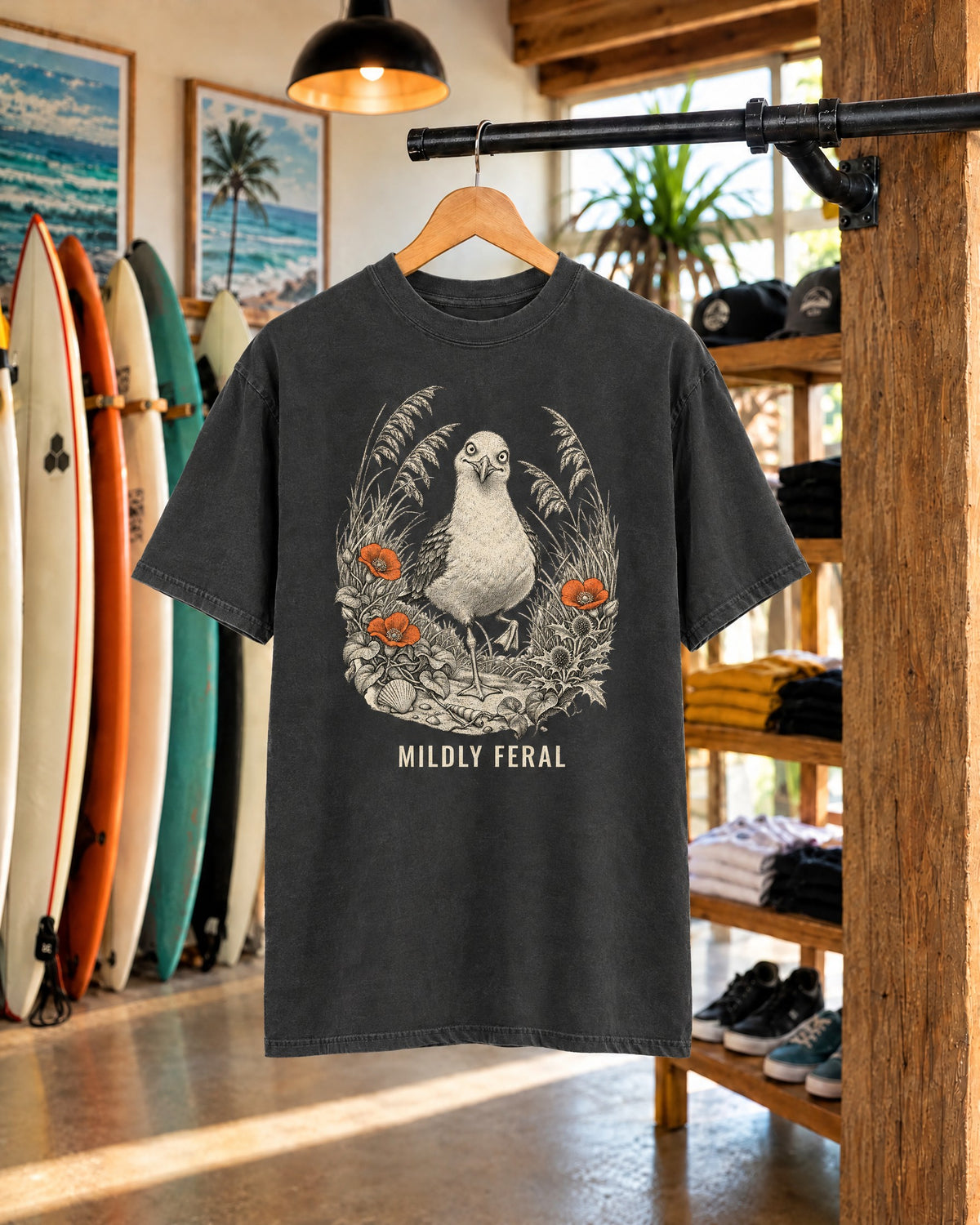 Mildly Feral Seagull Shirt | Vintage Etched Funny Bird Tee | Comfort Colors T-Shirt