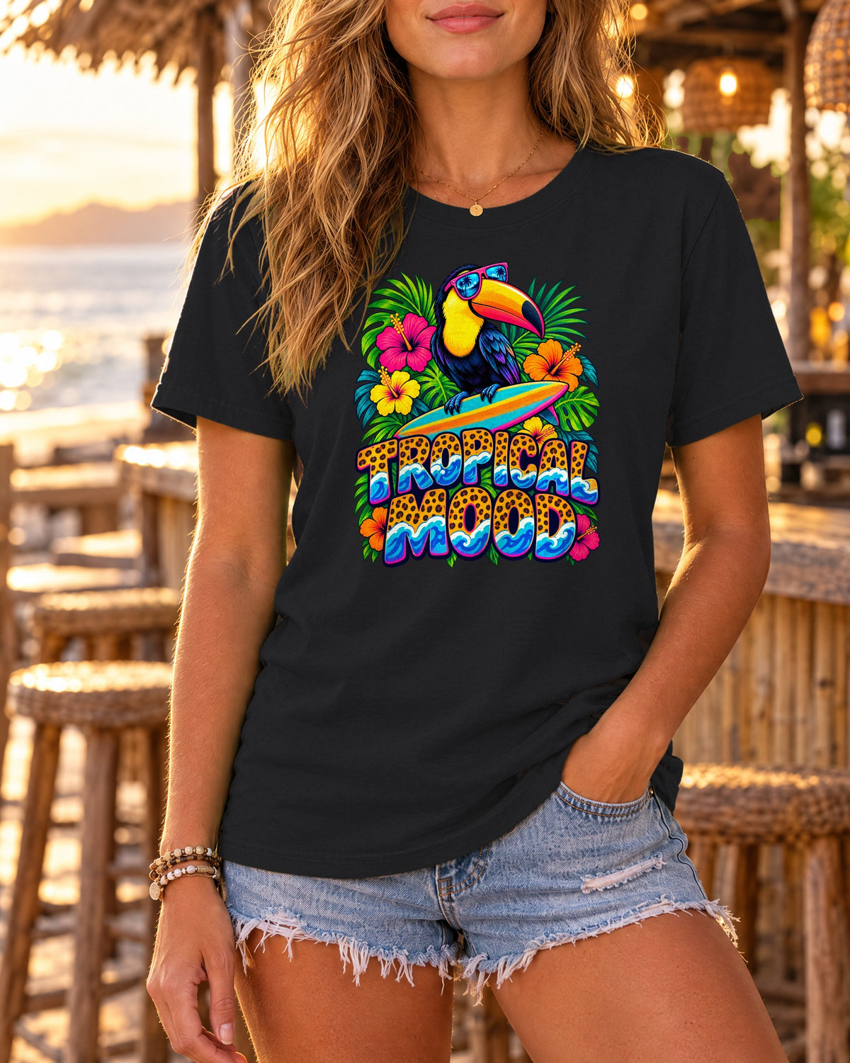 Tropical Mood Toucan Tee | Funny Toucan Surf Shirt | Tropical Jungle T-Shirt | Comfort Colors