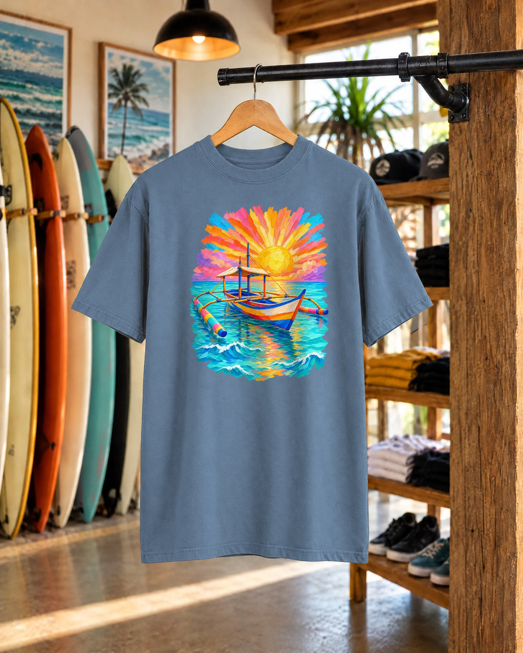 Filipino Bangka Boat Shirt | Philippines Sunburst Beach Tee | Comfort Colors T-Shirt
