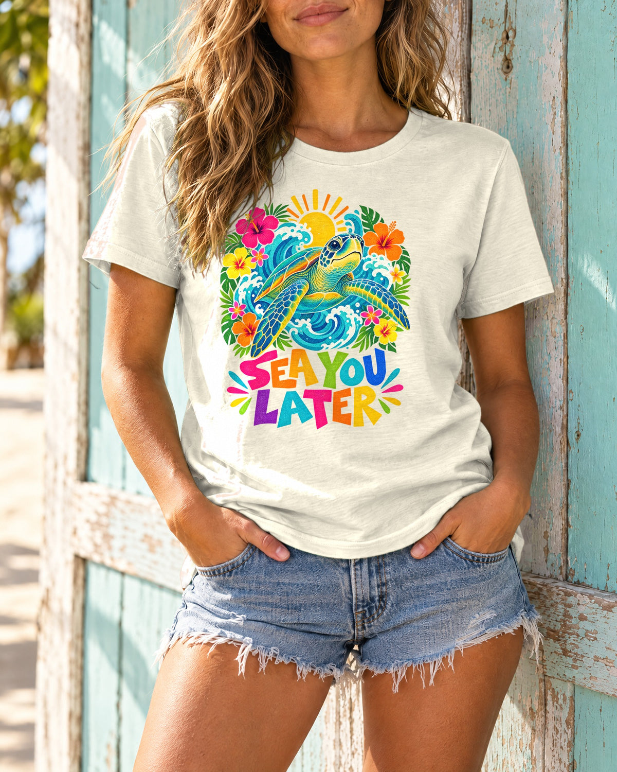 Sea You Later Sea Turtle Tee | Funny Ocean Pun Shirt | Colorful Beach T-Shirt | Comfort Colors