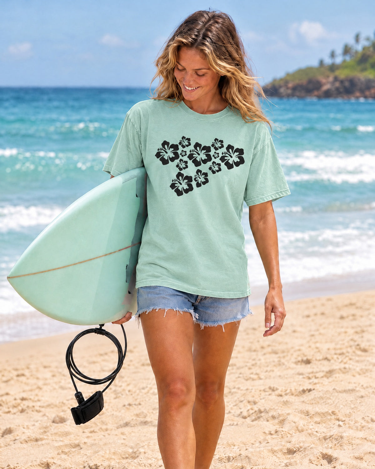 Hibiscus Flowers Tee | Black Hibiscus Cluster Shirt | Tropical Island Flower T-Shirt | Comfort Colors