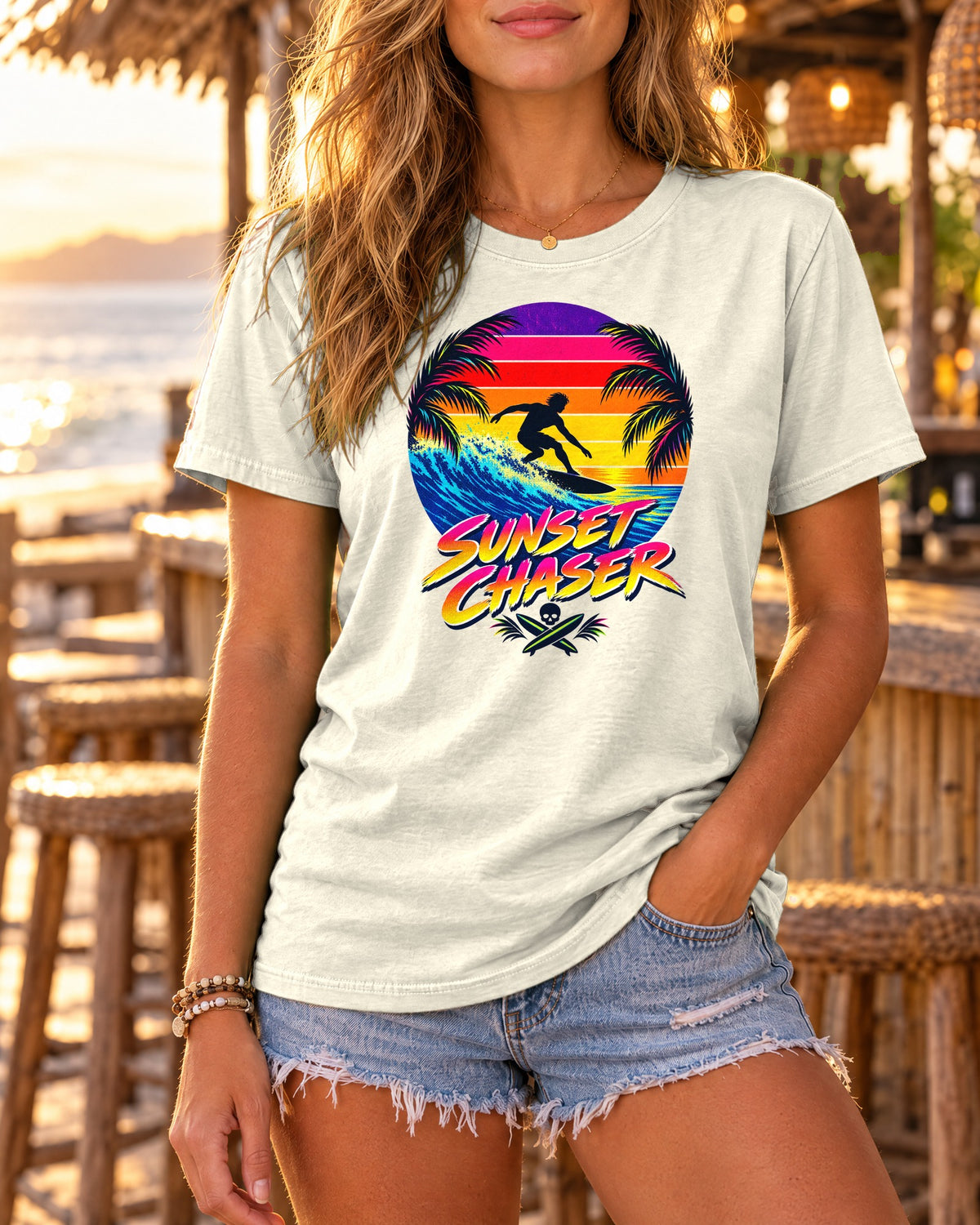 Sunset Chaser Tee | Retro Sunset Shirt | Tropical Surf T-Shirt | Comfort Colors
