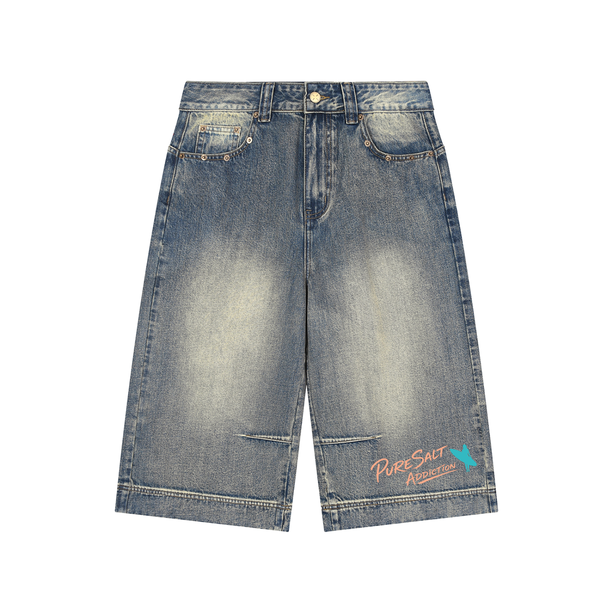 Vintage Wash Baggy Denim Shorts