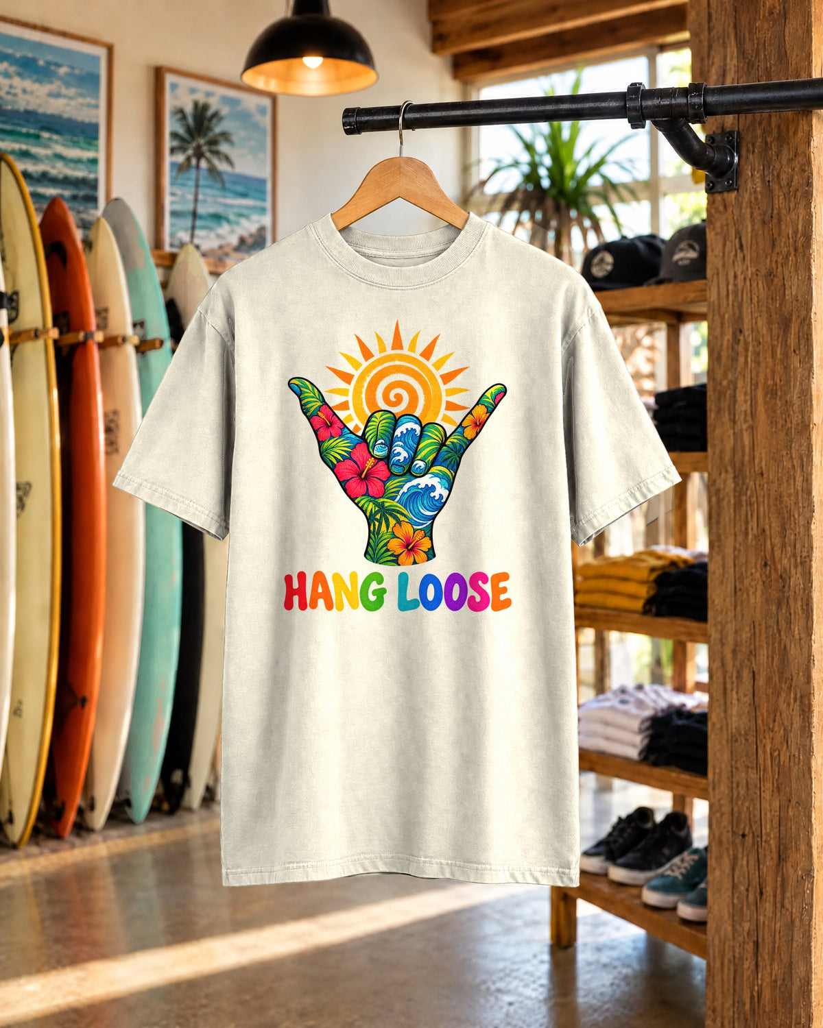 Hang Loose Tee | Shaka Surf Shirt | Retro Beach T-Shirt | Comfort Colors