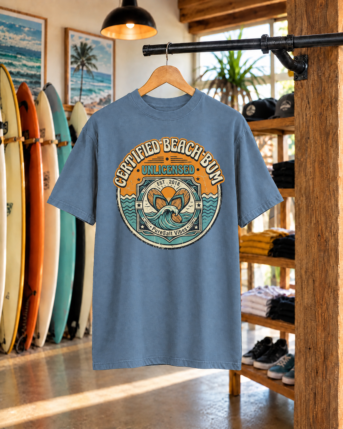 Certified Beach Bum tee lifestyle mockup 1
