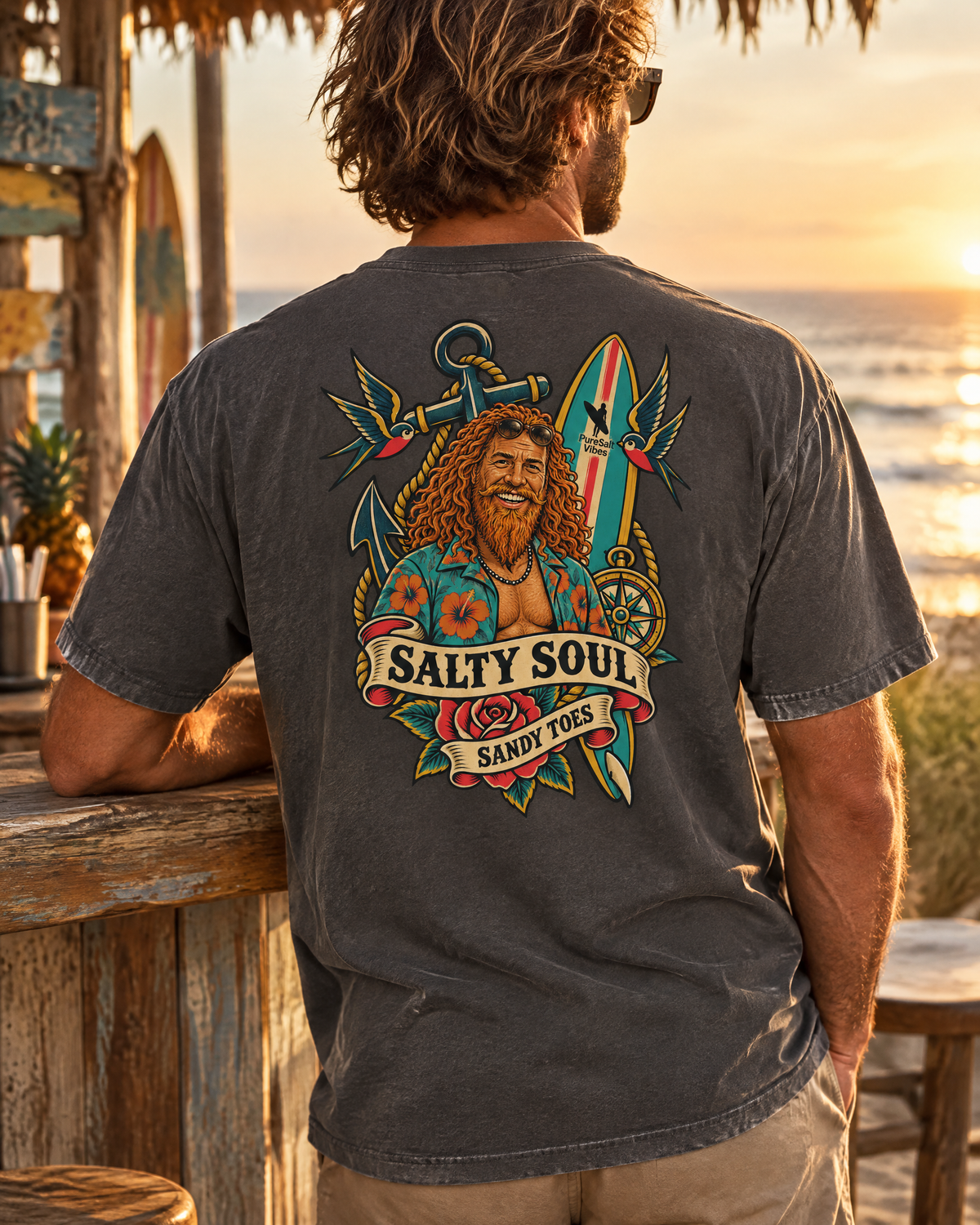 Salty Soul Sandy Toes tee lifestyle mockup 3