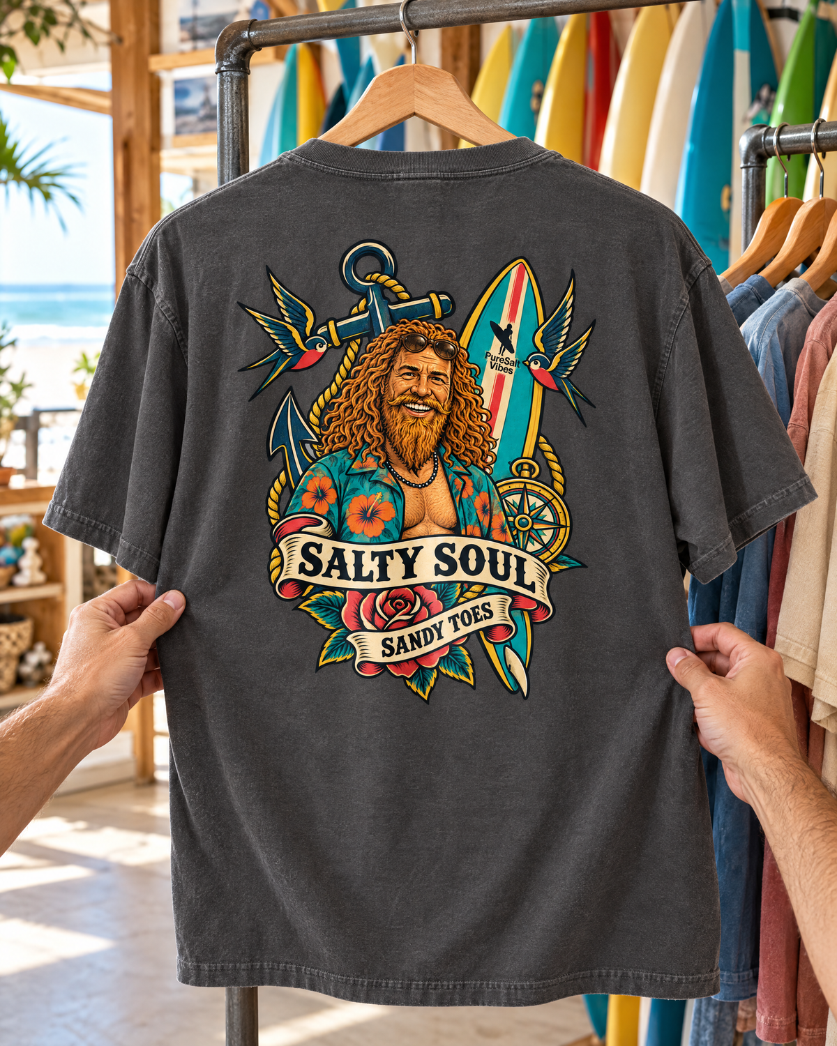 Salty Soul Sandy Toes tee lifestyle mockup 1