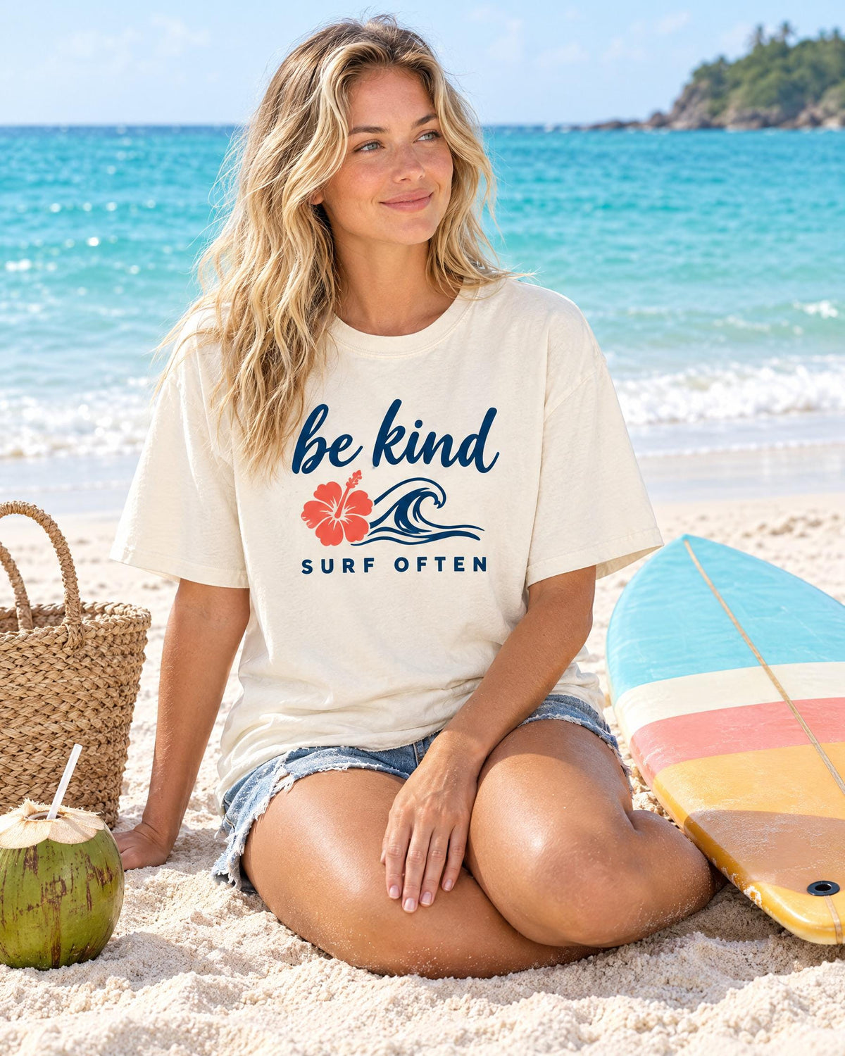 Be Kind Surf Often tee lifestyle photo