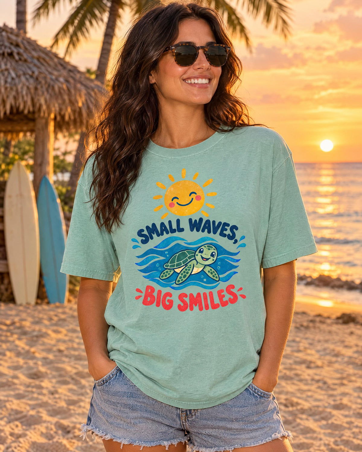 Small Waves Big Smiles tee lifestyle photo