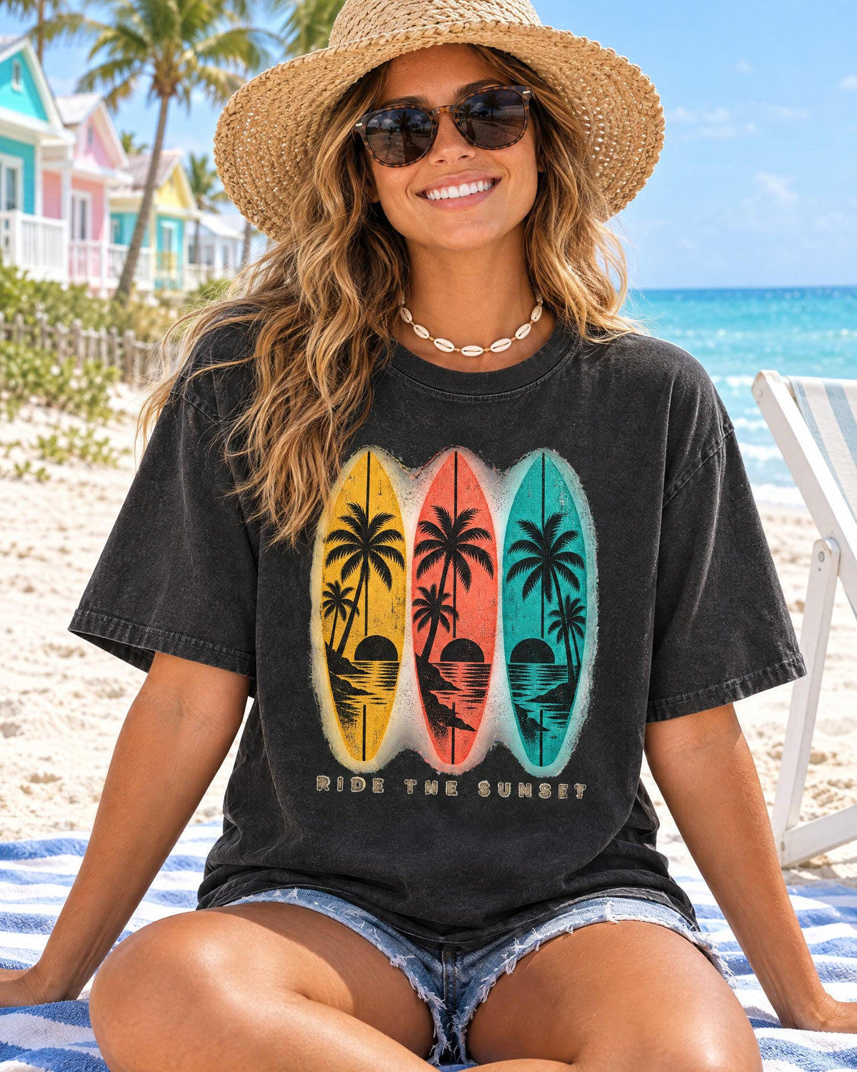 Ride The Sunset tee lifestyle photo
