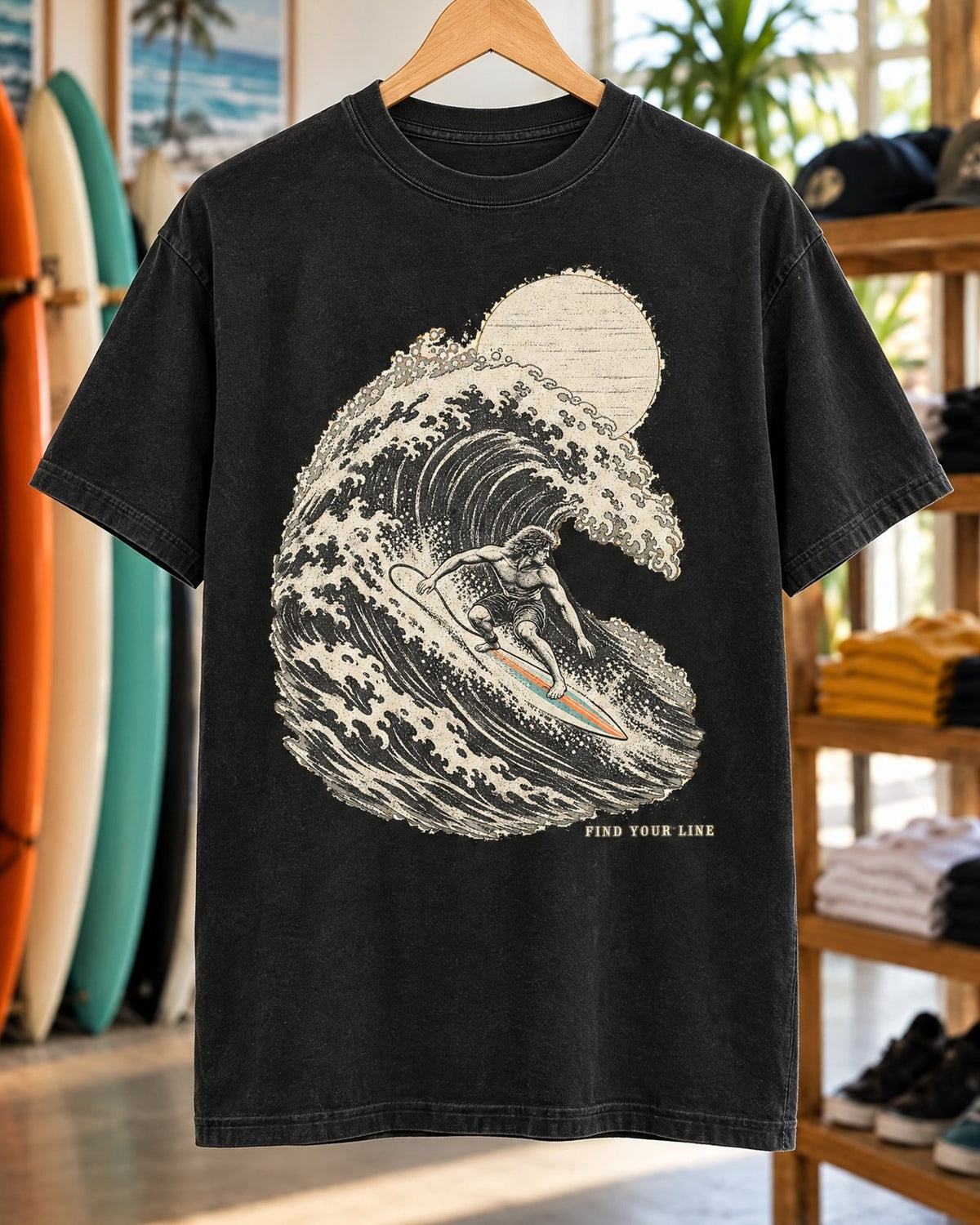 Find Your Line Tee tee mockup close-up