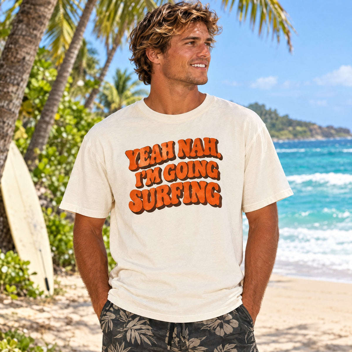 Yeah Nah I'm Going Surfing T-shirt tee mockup 2