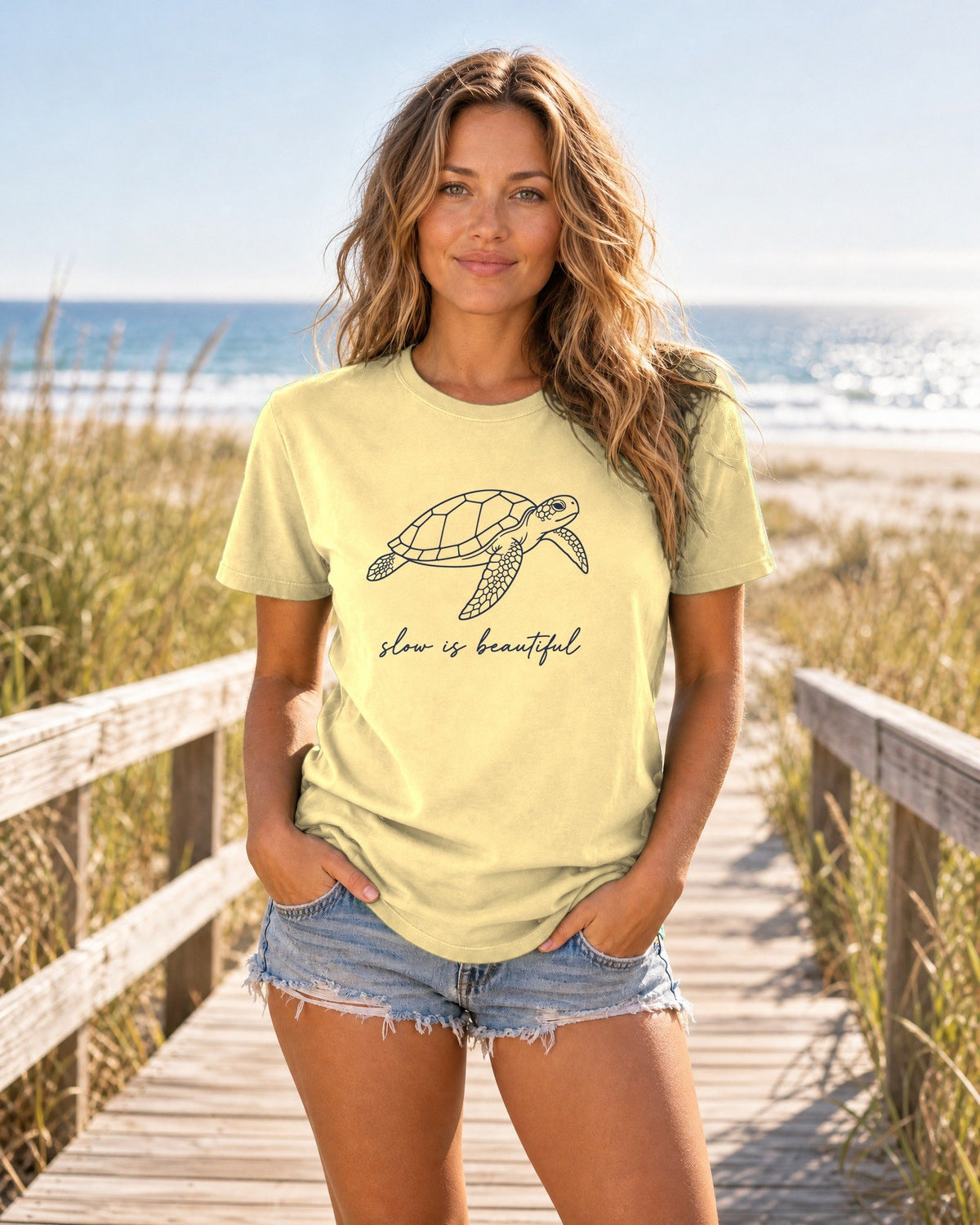 Slow Is Beautiful Tee tee mockup 2