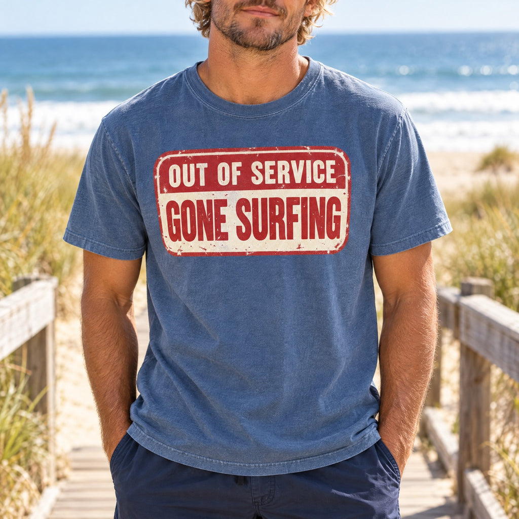 Out Of Service Gone Surfing Tee tee mockup 1