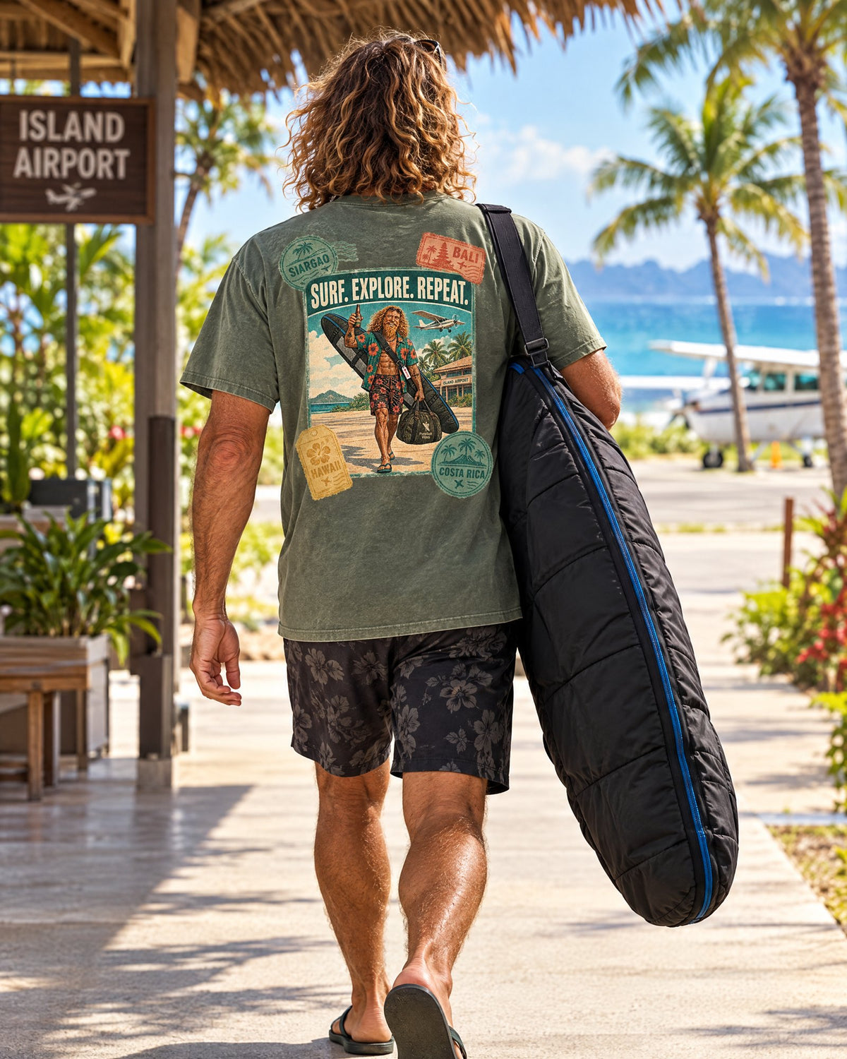 Surf Explore Repeat T-Shirt tee mockup 2
